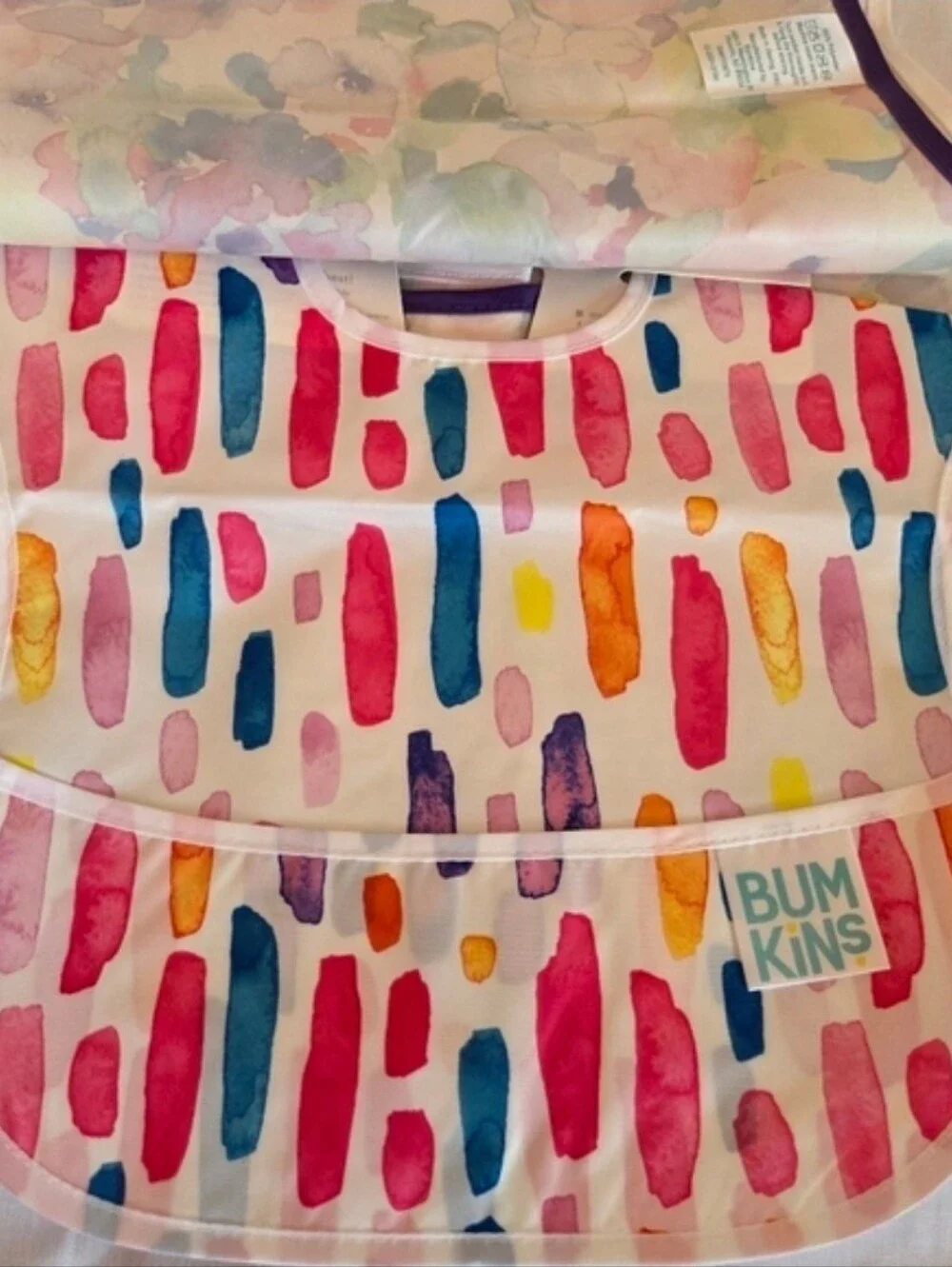 Bumkins SuperBib (2) 3-Pack - Gray Arrow & Floral Multicolor with Pink Accent